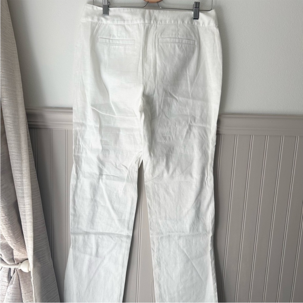 J. Jill Size 8 White Linen Blend Cotton Spandex Pants
